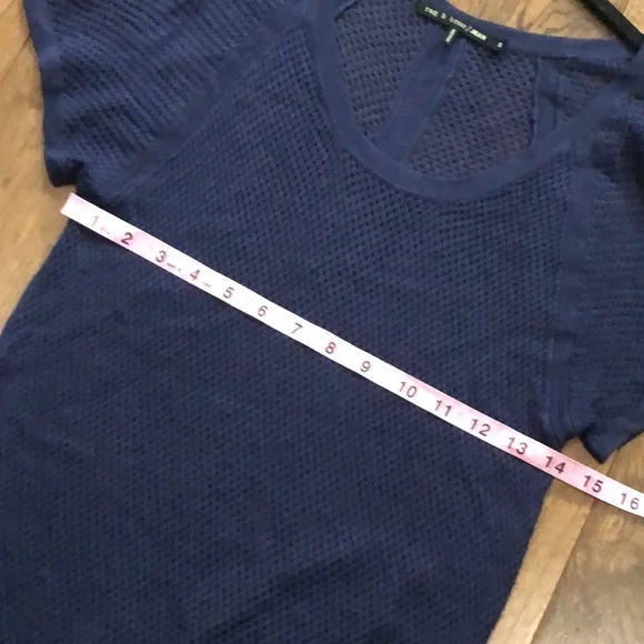 RAG & BONE mesh navy blue scoop neck short sleeve net shirt size SMALL - Picture 5 of 12